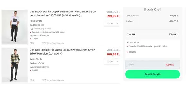 Colins 2 kot pantolon 509₺ kaçırma!