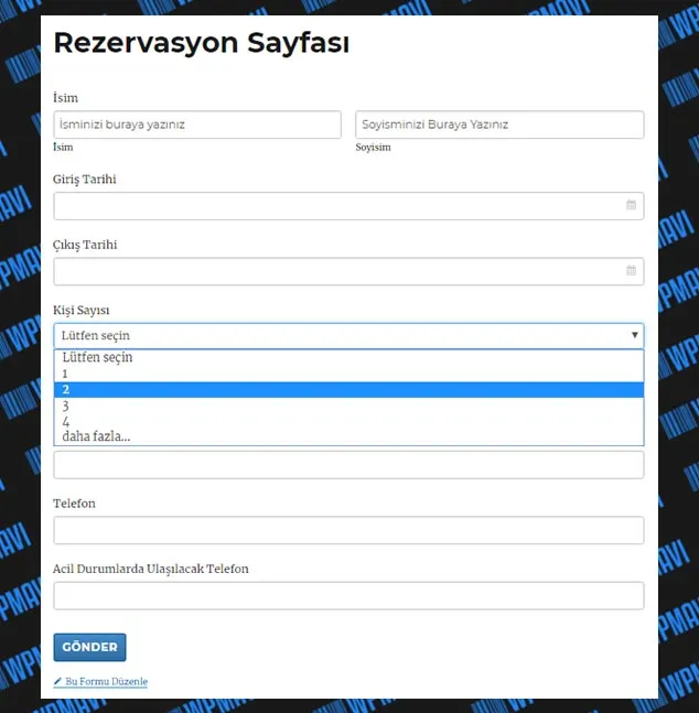 WordPress Form Oluşturma: Kayıt – Başvuru – Sipariş | Her Tip