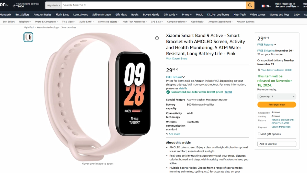 Xiaomi Smart Band 9 Active, 18 Kasım’da satışa çıkacak